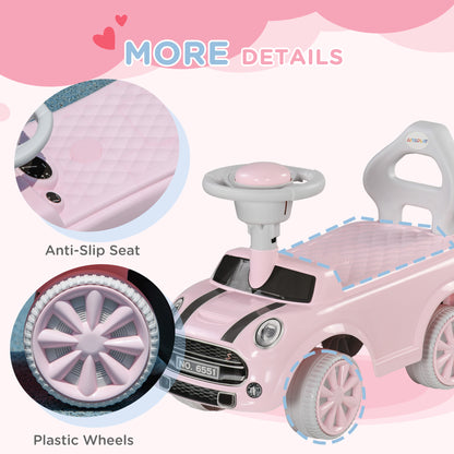 Foot To Floor Ride On Car Sliding Car w/ Air Horn, Anti-Over-Backwards, 18 to 36 Months - Pink