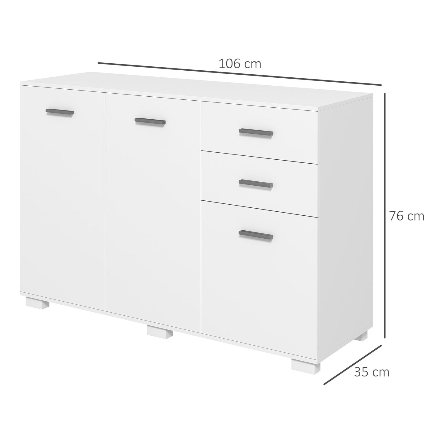 Sideboard, Modern Storage Cabinet with 2 Drawers, 3 Doors and Adjustable Shelves, Kitchen Cabinet for Living Room