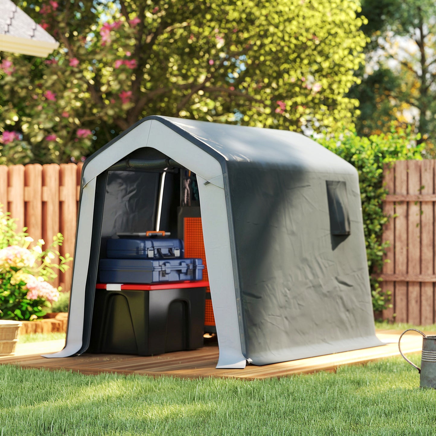 1.8 x 2.4m Garden Storage Shed Tent, Waterproof Portable Shed Shelter for Motorbike, Garden Tools, Bike Storage