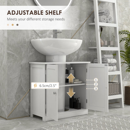 Under Sink Bathroom Storage Cabinet 2 Layers Vanity Unit Wooden - White
