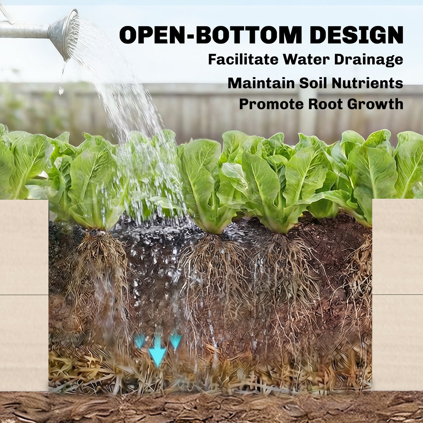 Wooden Raised Bed for Garden, 620L Extra Large Raised Garden Bed with Open Bottom, Outdoor Elevated Planter Box