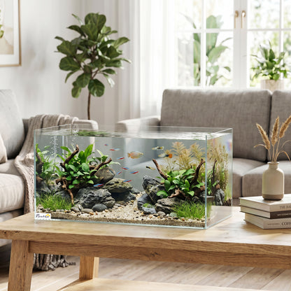 Fish Tank Bare Glass for DIY Glass Aquarium with Protective Base Mat 51L Transparent for Fish Shrimps