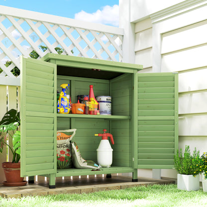 Garden Shed Wooden Garden Storage Shed 2 Door Unit Solid Fir Wood Garage Tool Organisation Cabinet, 87L x 46.5W x 96.5Hcm