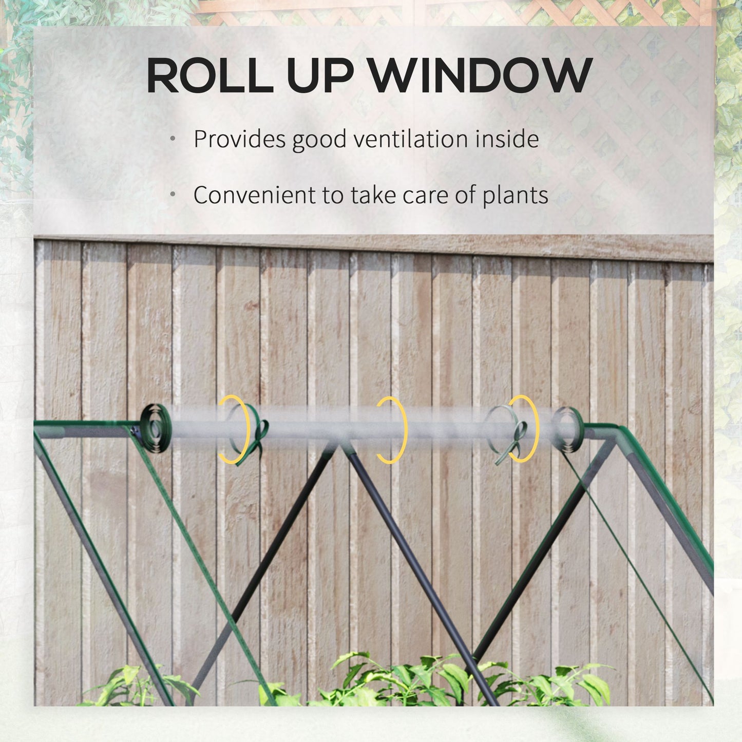 Raised Garden Bed with Greenhouse, Steel Planter Box with Plastic Cover, Roll Up Window, Dual Use for Flowers, Vegetables
