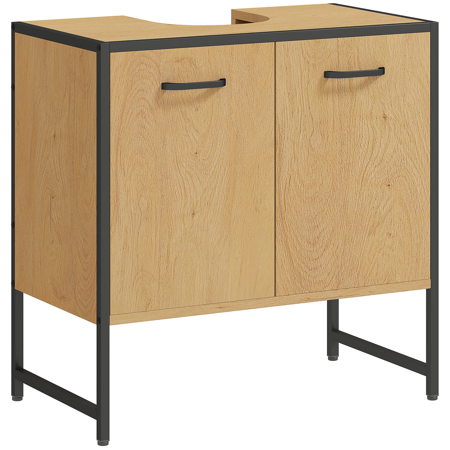 Bathroom Vanity Unit, Under Sink Storage Cabinet with Soft-Close Doors for Basin without or with Pedestal, Natural