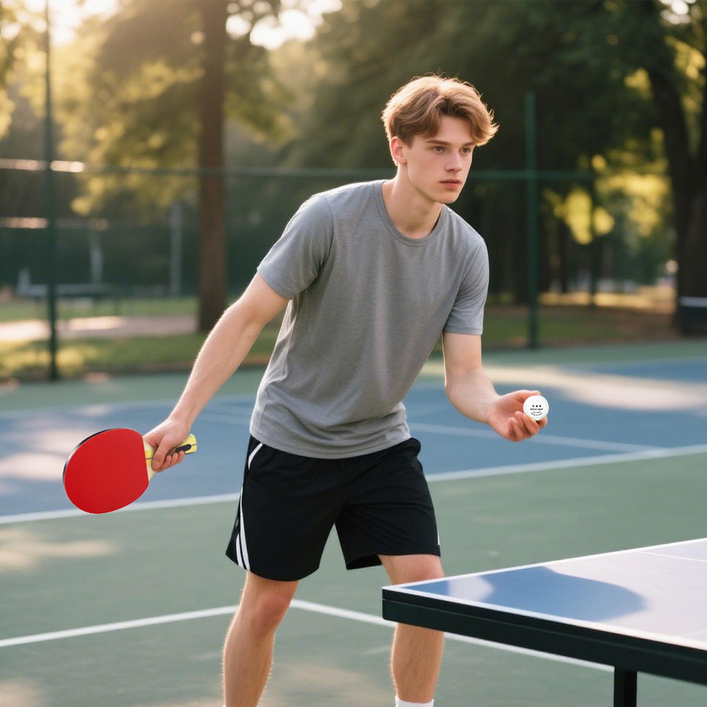 Portable Table Tennis Set with Four Rackets, Eight Balls, Storage Case