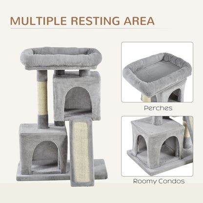 Cat Tree for Indoor Cats 81cm Cat Scratching Post Scratch Board Kitten Tower Climbing Frame Grey