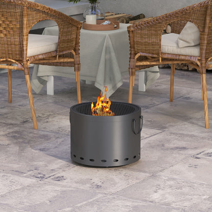 Smokeless Fire Pit, 38cm Portable Wood Burning Firepit with Spark Screen and Poker