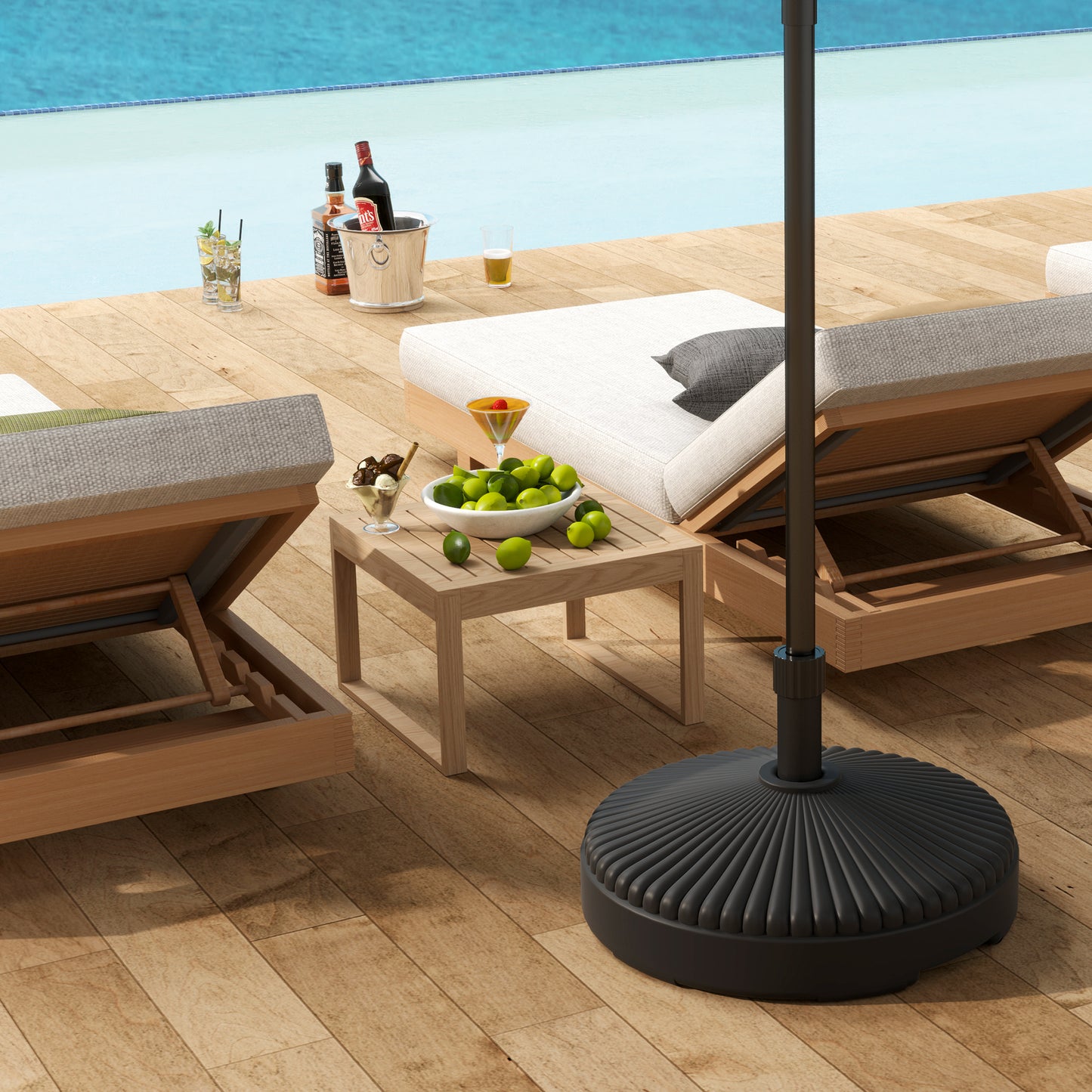 Garden Parasol Base Holder, 28kg Sand Filled, 23kg Water Filled, Sun Umbrella Base, Φ55 x 30H cm Black