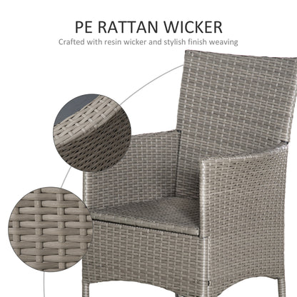 Set of Four Rattan Armchairs, with Cushions - Grey