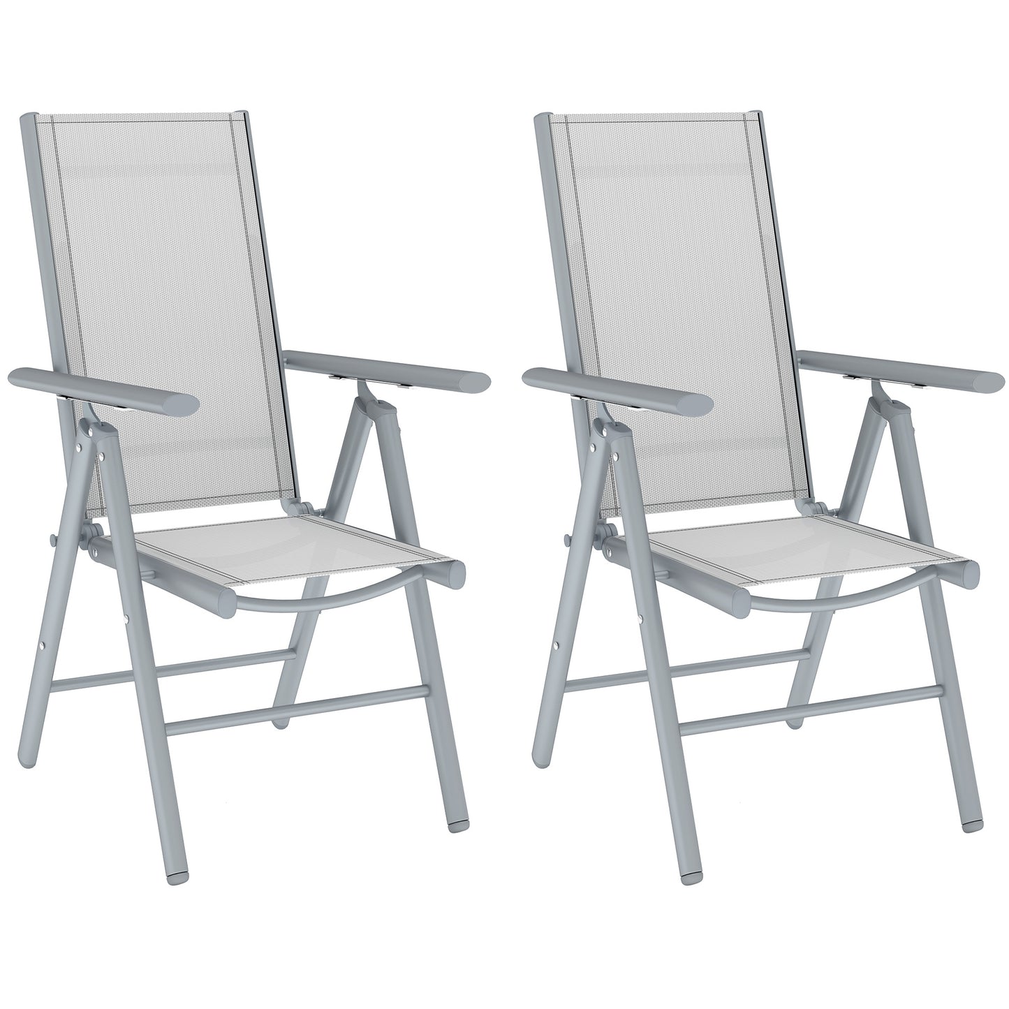Set of Two Aluminium Folding Chairs - Light Grey