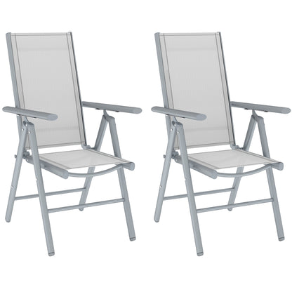 Set of Two Aluminium Folding Chairs - Light Grey