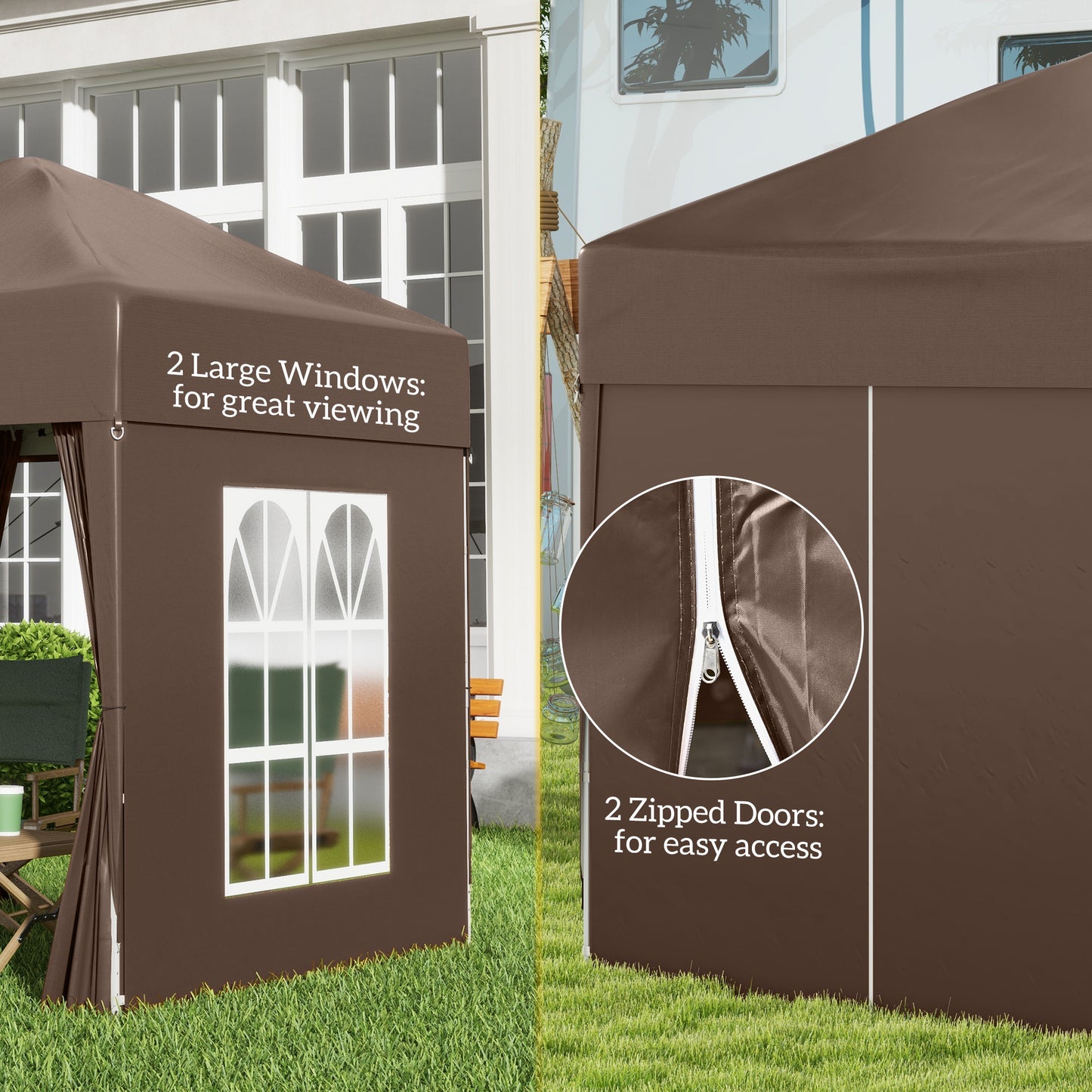 2 x 2 m Garden Pop Up Gazebo, Wedding Party Tent Marquee, Water Resistant Awning Canopy with Sidewalls, Windows, Carry Bag