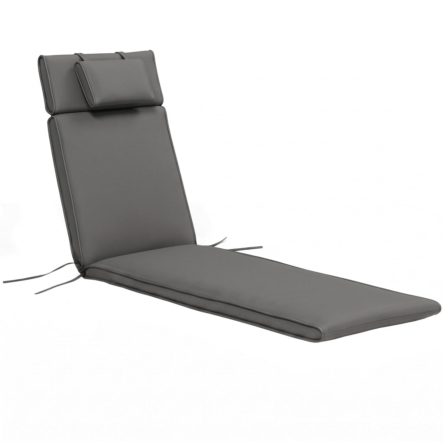 Garden Sun Lounger Cushion Replacement Soft Sunbed Reclining Chair Relaxer Pad with Pillow, Cushion ONLY - Grey