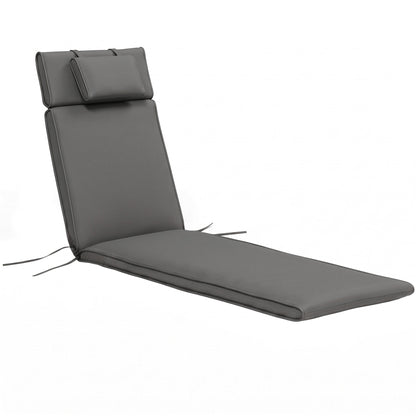 Garden Sun Lounger Cushion Replacement Soft Sunbed Reclining Chair Relaxer Pad with Pillow, Cushion ONLY - Grey