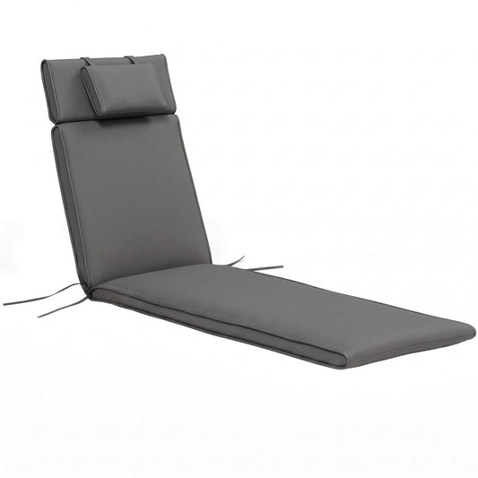 Garden Sun Lounger Cushion Replacement Soft Sunbed Reclining Chair Relaxer Pad with Pillow, Cushion ONLY - Grey