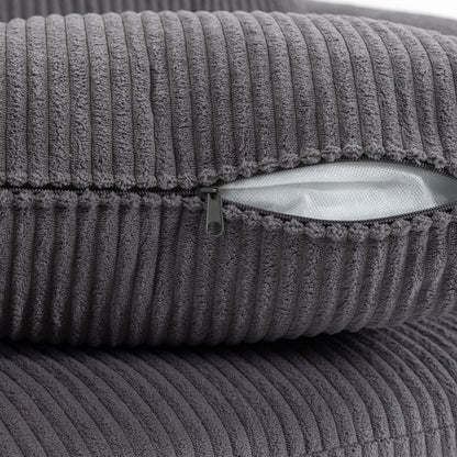 2 Seater Sofa, Corduroy Small Couch with Spring Cushion, Wide and Deep Seat, Dark Grey