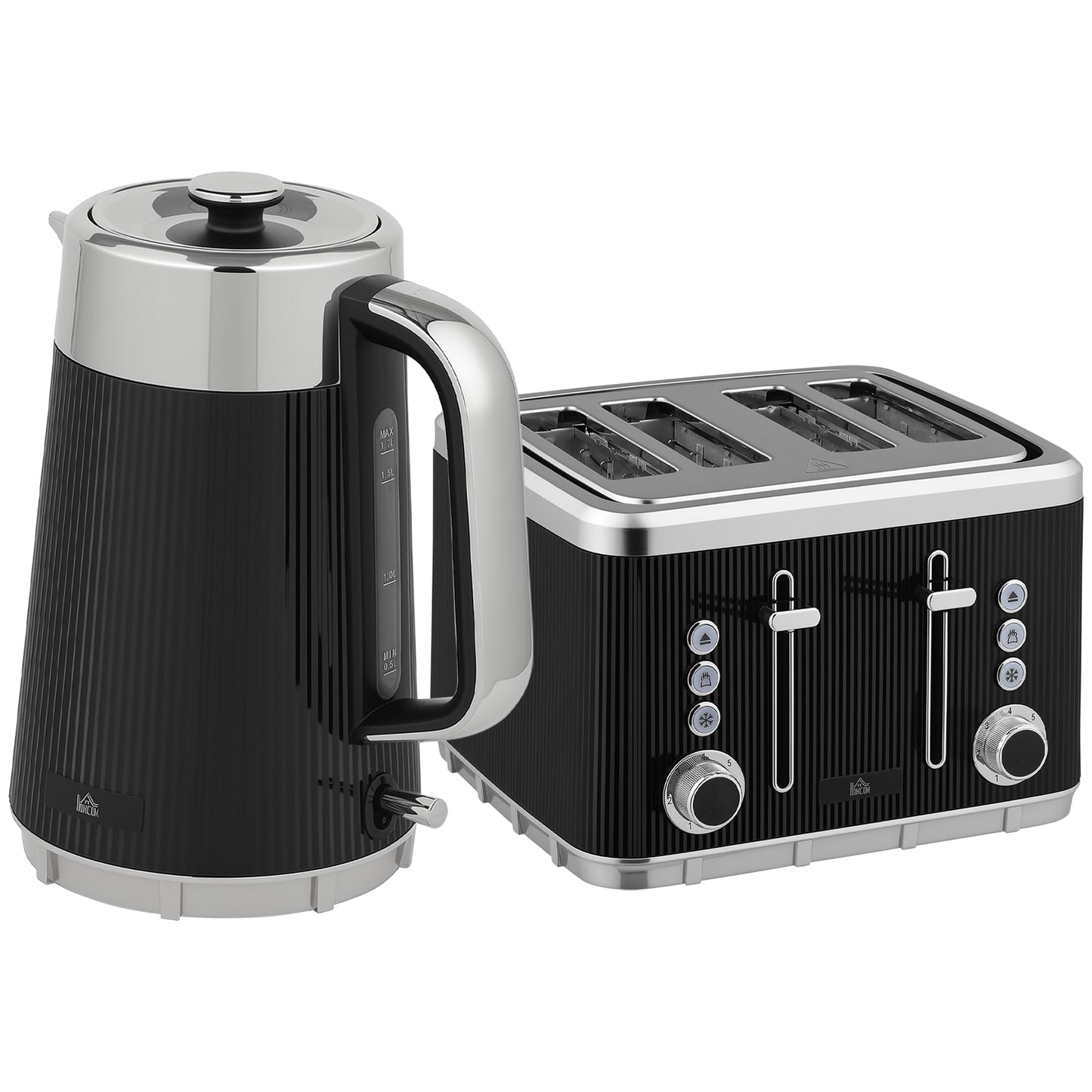 Electric Stainless Steel Kettle and Toaster Set, 3000W 1.7L UK Strix Thermostat Fast Boil Kettle w/ Limescale Filter