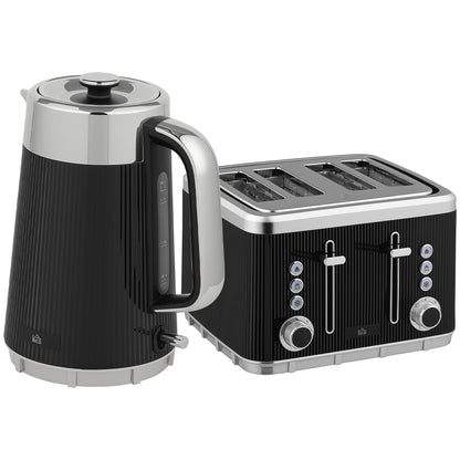 Electric Stainless Steel Kettle and Toaster Set, 3000W 1.7L UK Strix Thermostat Fast Boil Kettle w/ Limescale Filter