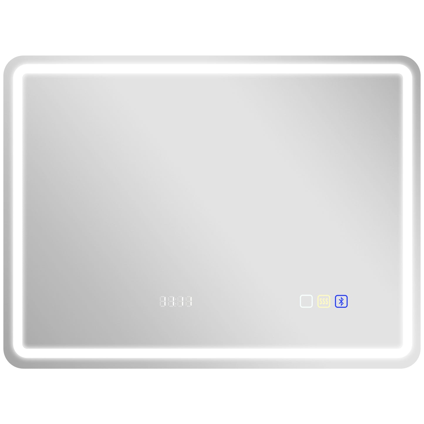 80 x 60 cm Bluetooth Bathroom Mirror - Silver-Tone