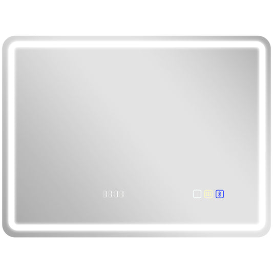 80 x 60 cm Bluetooth Bathroom Mirror - Silver-Tone