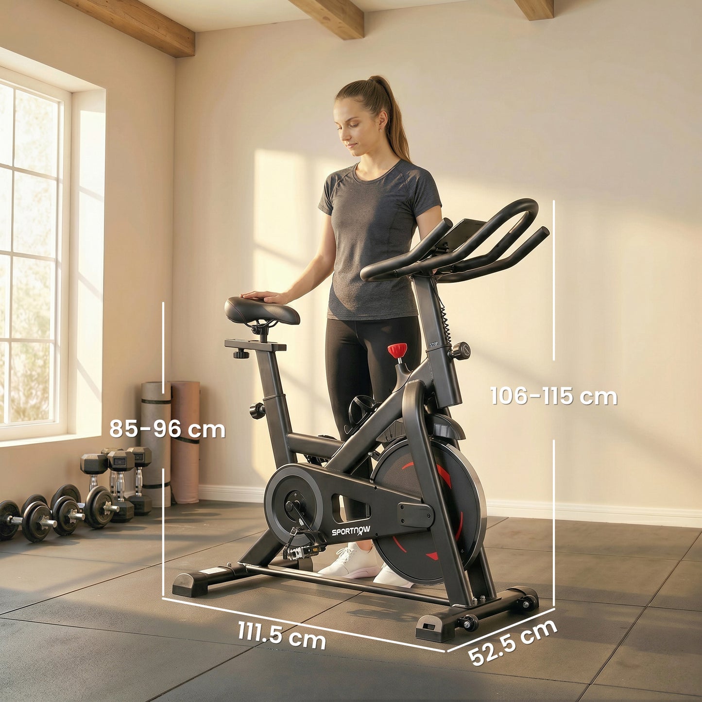 Exercise Bike, Indoor Stationary Bike with Smart APP, 0-100% Magnetic Resistance, Adjustable Seat & Handlebars