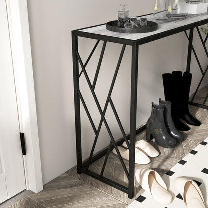 Console Table, Industrial Sofa Table with Metal Frame for Living Room, Hallway, 120 cm, Grey