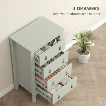 Bedroom Chest of Drawers, Modern 4 Drawer Dresser Cabinet with PU Leather Handles and Metal Runners for Living Room, Hallway