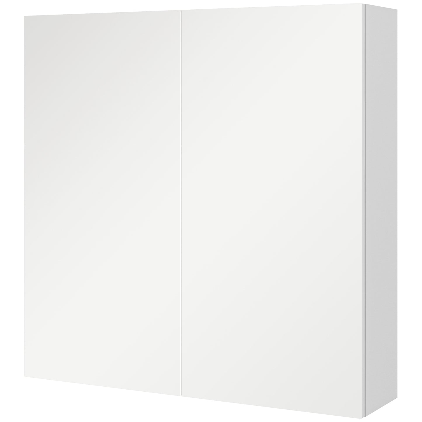 Bathroom Mirror Cabinet, Wall Mounted Bathroom Storage Cupboard with Adjustable Shelf, 60W x 15D x 60Hcm, High Gloss White