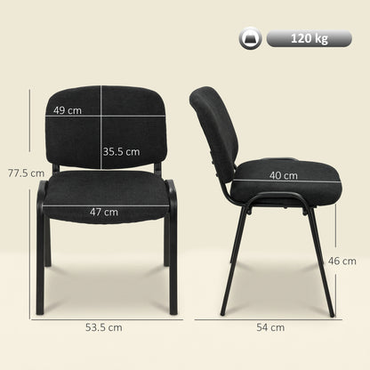 Meeting Chair, Stackable Ergonomic Office Chair with Padded Seat, Curved Backrest for Conference Room, Black