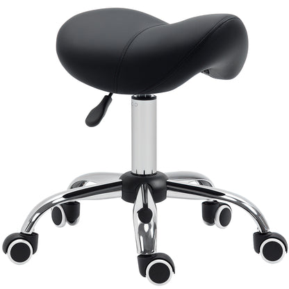 Cosmetic Stool 360° Rotate Height Adjustable Salon Massage Spa Chair Hydraulic Rolling Faux Leather Saddle Stool Mobility