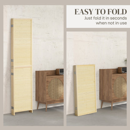 Room Divider, Freestanding Privacy Screen, 4 Panel Folding, 180 x 180cm, Natural
