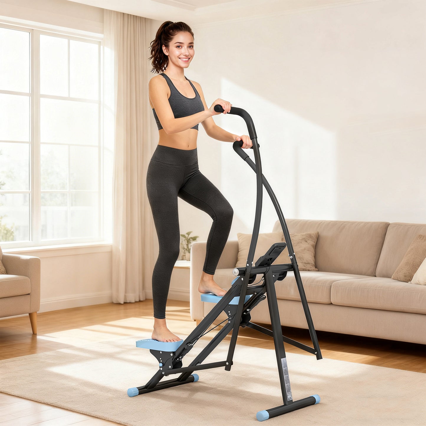 Stair Stepper for Home Gym Exercise, Vertical Climber Machine with LCD Monitor & Adjustable Pedals for Workout