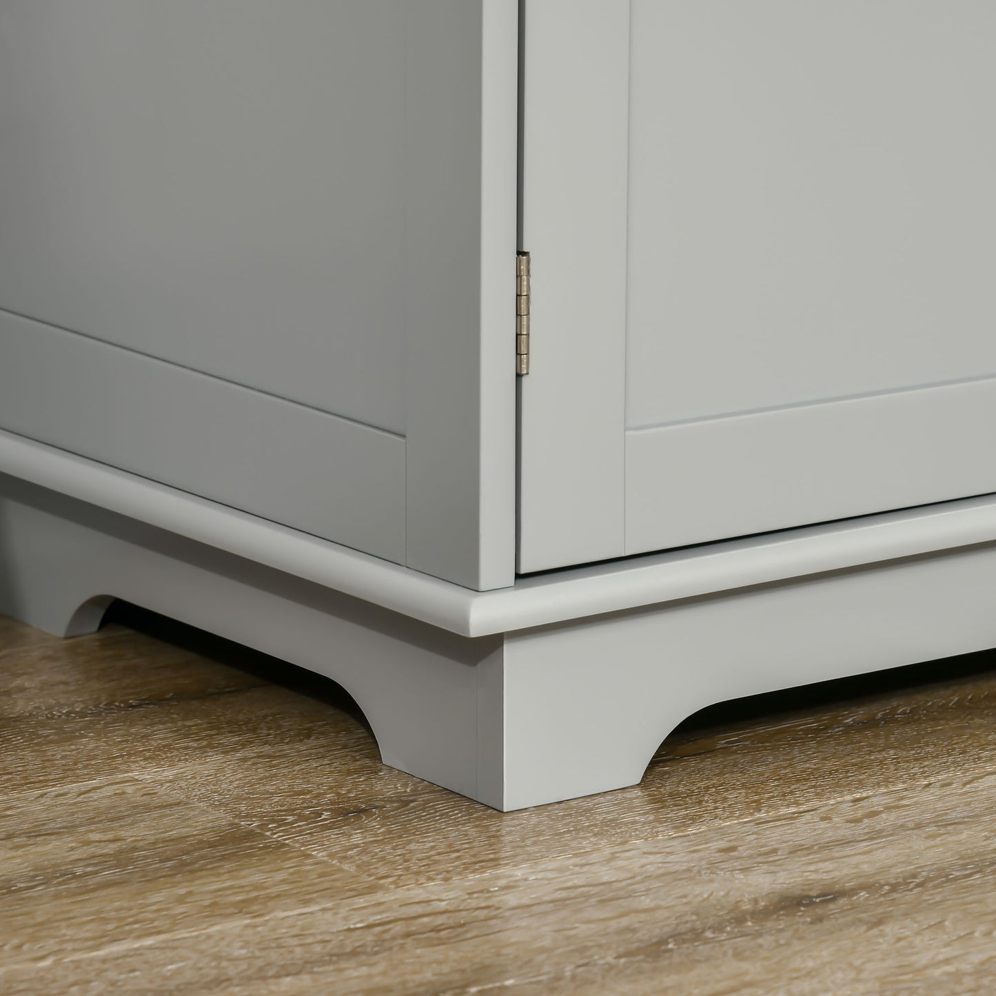 Sideboard with Rubberwood Top and Independent Storage Shelves for Dining Room, Kitchen - Grey