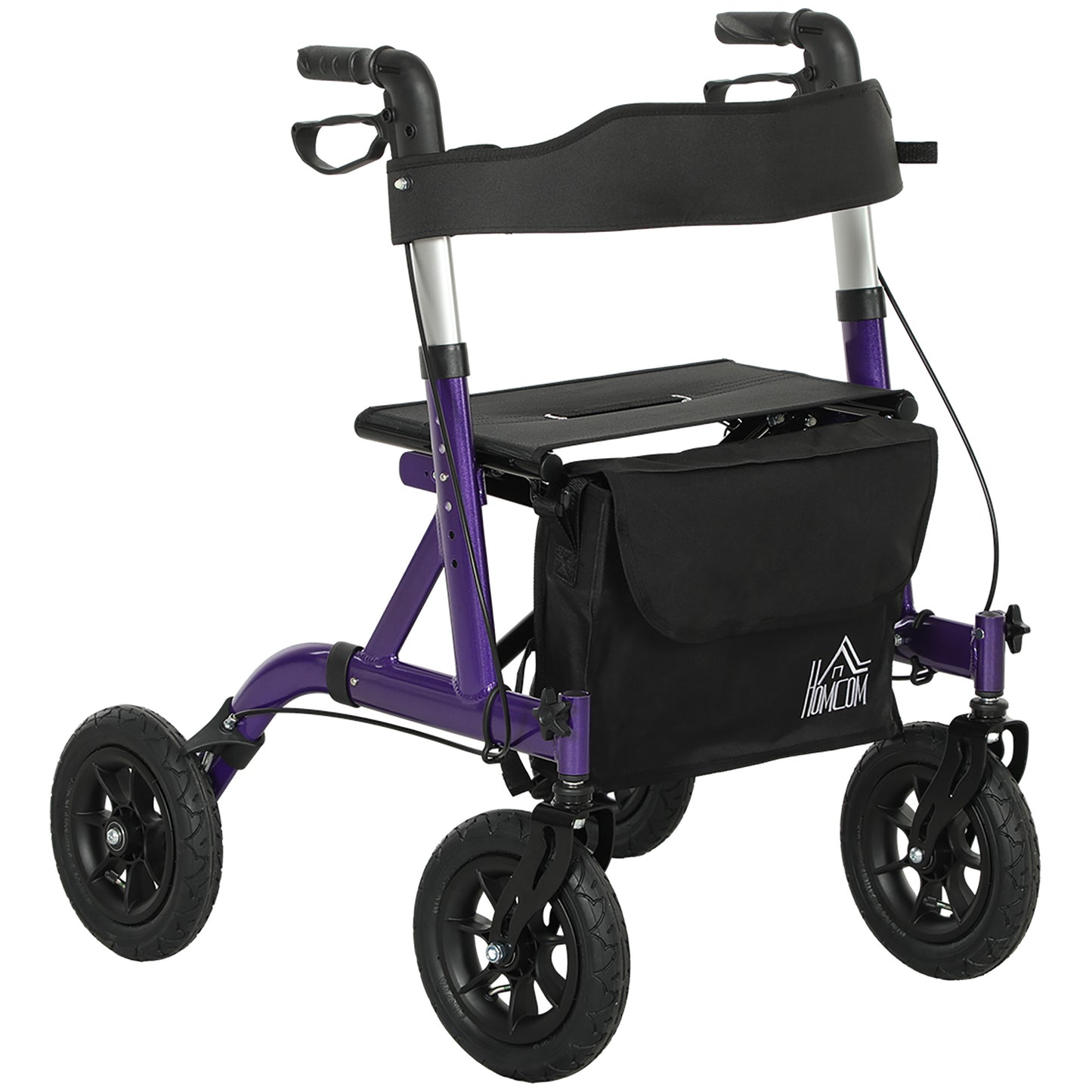 Folding Adjustable Rollator with Dual Brakes & 6 Adjustable Handle Heights for Seniors Purple
