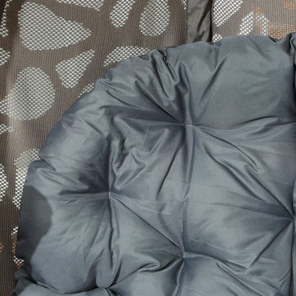 Swivel Egg Chair with Cushions, Foldable Basket Seat and Metal Frame, Indoor Outdoor Lounge Chair for Balcony