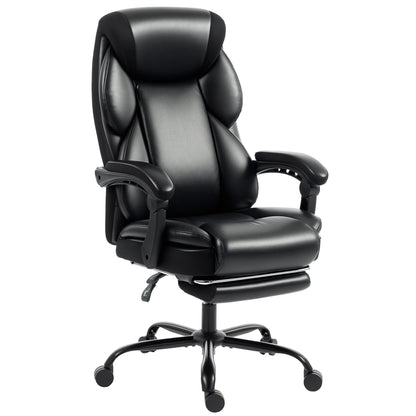 Adjustable Office Chair Reclining Computer Desk Chair with Footrest, Armrest, Casters, Black