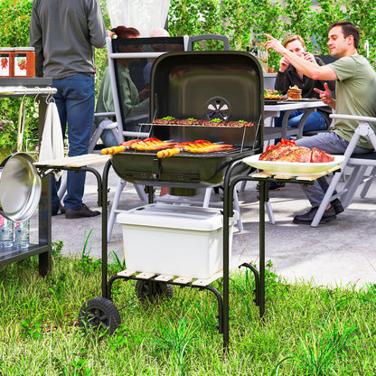 Charcoal Barbecue Grill Portable BBQ Grill with 1840 cm² Cooking Area, 3 Shelves, Adjustable Vent, Lockable Lid