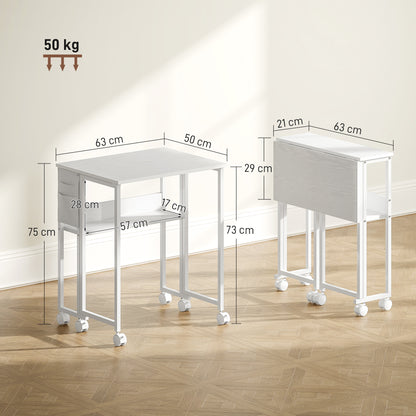 63 cm Drop Leaf Writing Work Desk - White