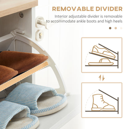 Narrow Shoe Cabinet, Slim Shoe Storage Cabinet with 3 Flip Drawers and Adjustable Shelves