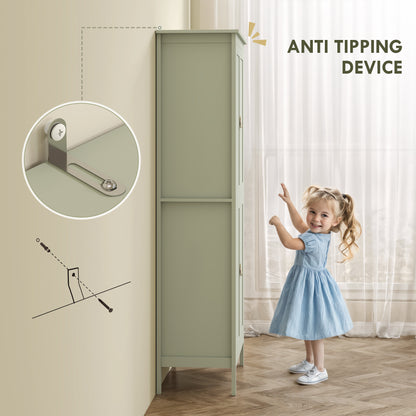 Tall Pantry Cupboard with Motion Sensor LED Light - Green