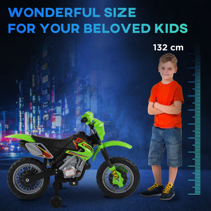 Kids Electric Motorbike, 6V Battery Powered Ride on Motorcycle with Training Wheels, Start-up Button, Pedal