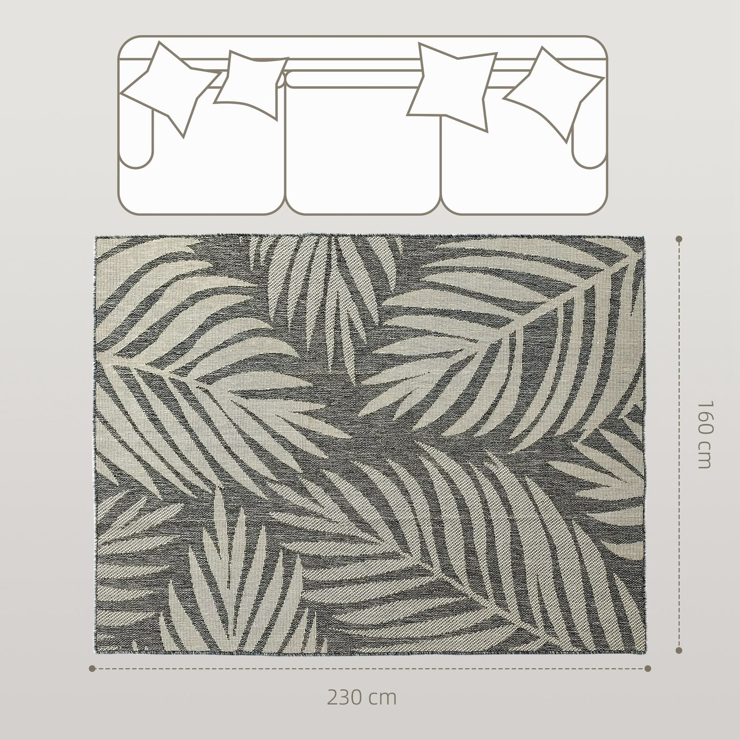 UV Resistant Indoor & Outdoor Area Rug, Easy-Cleaning Machine Washable Rug for Patio, Garden, Kitchen