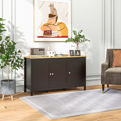 Sideboard, Buffet Cabinet with Doors and Adjustable Shelves for Living Room, Entryway, Black and Natural