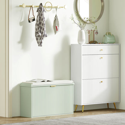 Elegant Eight Shoe Bench, with Top Seat - Green