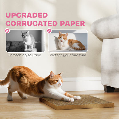 Cat Scratching Board, 2-in-1 Cardboard Cat House and Hideaway for Indoor Cats, Pink