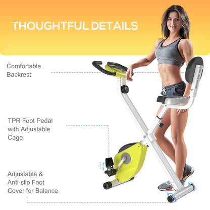 Folding Exercise Bike, Fitness Bicycle Indoor Trainer, Quiet 8-Level Magnetic Resistance, with LCD Monitor