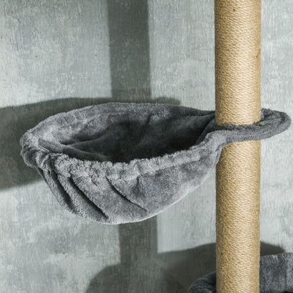 230-250cm Floor-to-Ceiling Climbing Cat Tree Tower - Grey
