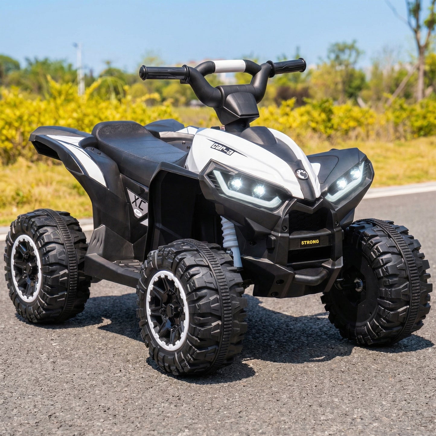 12V Ride-On Quad Bike w/ Music, Horn, for Ages 3-5 Years - White