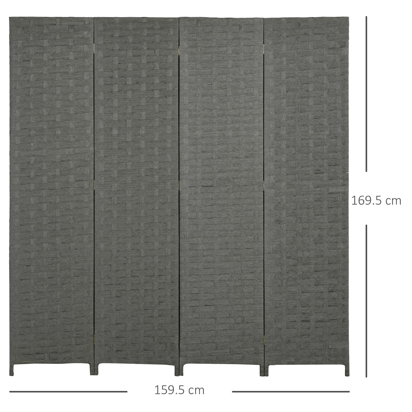 Wave Fibre Freestanding Folding Privacy Screen Panels, Room Divider, Grey
